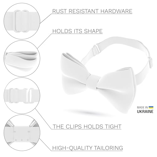 Bow Tie House Classic Pre-Tied Soft Crape Bow Tie for Wedding Formal Events Solid Tuxedo for Adults & Children2