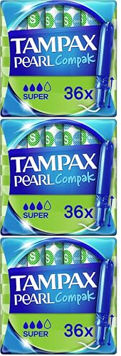 Miniatura 7 de Tampax Compak Pearl Super Tampones Con Aplicador, Combinación Líder De Tampax De Comodidad, Protección Y Discreción, 36 Unidades (Paquete de 3)