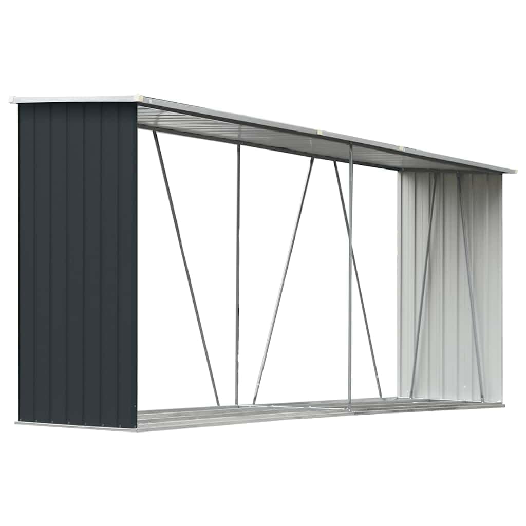 vidaXL Brennholzlager Kaminholzunterstand Brennholzregal Brennholzunterstand Kaminholzständer Holzlager Verzinkter Stahl 330x84x152cm Anthrazit
