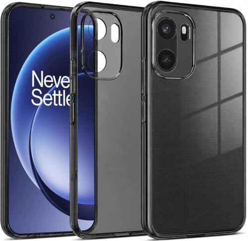 Image of VONZEE Compatible with Oneplus 15r 5G Back Cover Case Clear,[ Anti Yellow ][Military Grade Protection] Hard PC Back Cover Transparent-Black