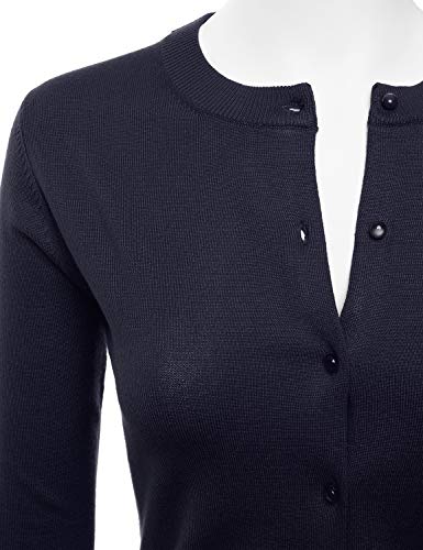 Image of LALABEE Women's Crew Neck Gem Button Long Sleeve Soft Knit Cardigan Sweater