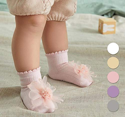 WellieSTR 5 Pair Cotton Baby Girl Clothes Flower Socks Rubber Anti Slip Floor Kids Toddlers Autumn Spring Newborn Infant Gift Calcetines 0~12m2