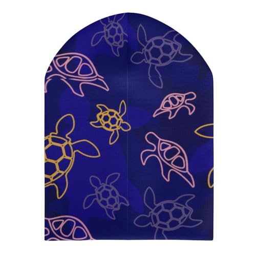 Sea Turtle Kids Beanie Hat for for Girls Boys Children Cap Winter Knitted Chemo Cancer Headwear Accessories Gifts Decoration Black3