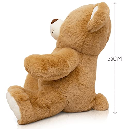 Milaboo® kuschelweicher Teddybär groß 35 cm I Kuscheltier Baby in beige inkl. Postkarte I Liebevoll designter Kuschelbär zum Verlieben I super weiches Plüschtier zum Verschenken (35 cm)