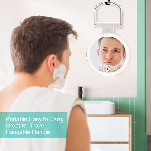 Foto von B Beauty Planet Vergrößerungsspiegel mit Licht, 20-fache/1-fach Doppelseitige Tischspiegel,3 Farblichter, DimmbarerSchminkspiegel,Reisen Kosmetik Spiegel mit Beleuchtung,Weiß