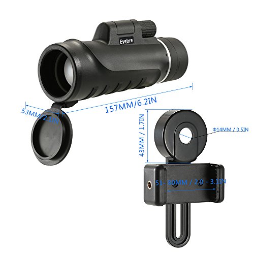 DECDEAL Telescópio de escopo monocular multi-revestido portátil com suporte para smartphone 10x42 co