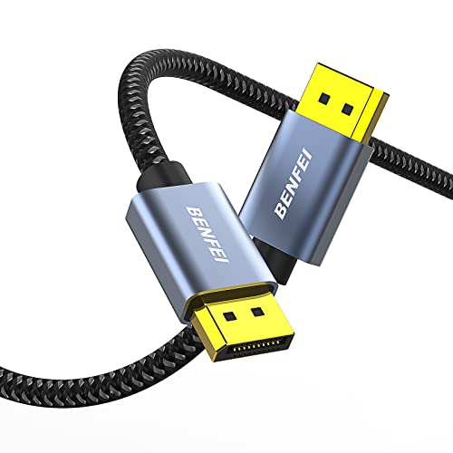 Benfei Displayport To Displayport 6 Feet Cable, Dp To Dp Male To Male Cable Gold-Plated Cord, Nylon Braided, Supports 8K@30Hz, 4K@60Hz, 2K@144Hz Compatible For Lenovo, Dell, Hp, Asus And More #TOP7