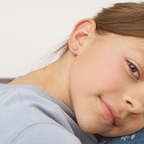 925 Sterling Silver Fun Enamel Donut Earrings with Tiny Colorful Sprinkles for Little Girls - Colorful Screw Back Earrings for Kids - Multi-color Safety Stud Earrings Fun Gift for Children2