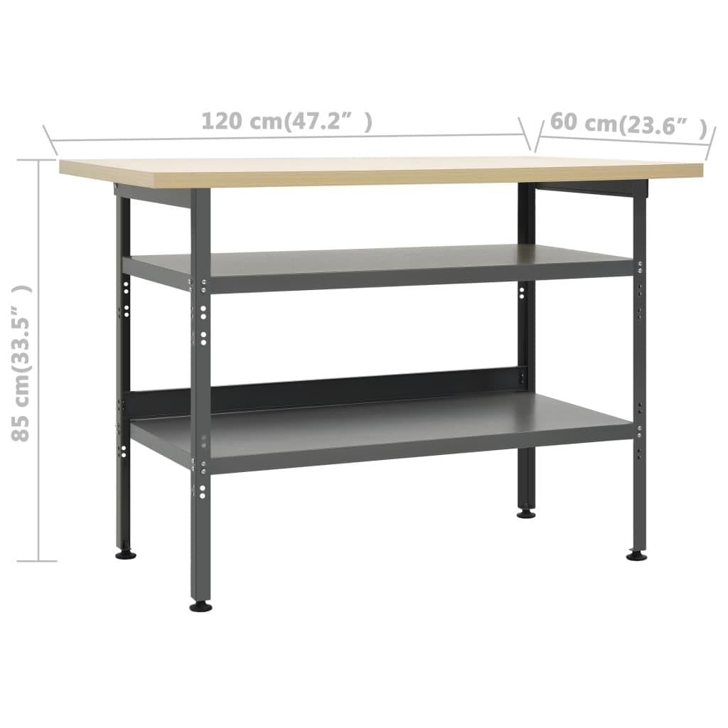 Banco da lavoro 120 cm con 3 pannelli da parete e 1 armadio Laboratorio tavolo da lavoro, grigio nero 02_0003659