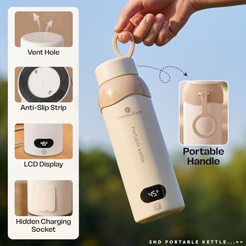 Image of StarAndDaisy Electric Kettle, Small Mini Coffee /Tea Kettle with 6 Temperature Settings, Fast Boiling Hot Water with Auto Shut-Off with Handle, SUS-304 Stainless Steel -Brown Beige