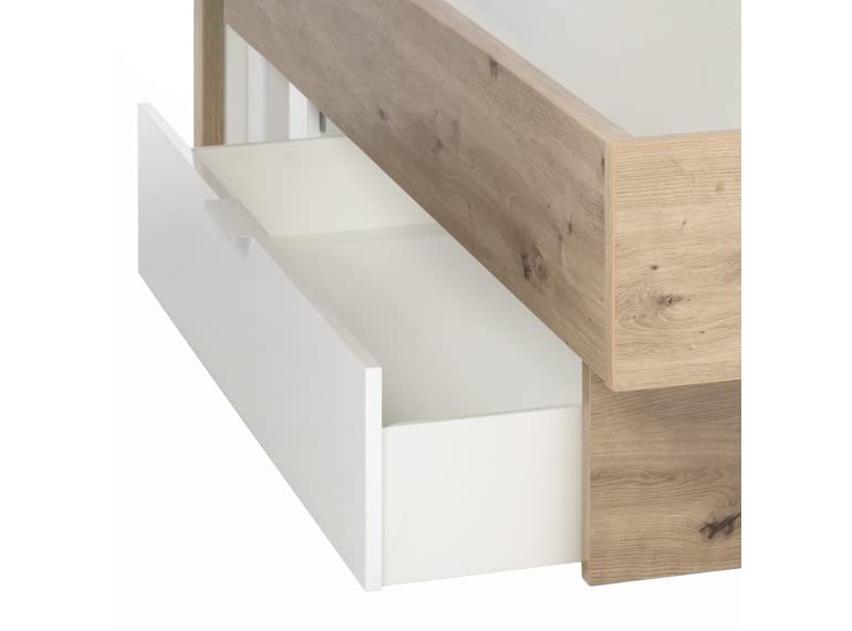 Tiroir pour lit DIVA blanc laqué et chêne à roulettes fluides
