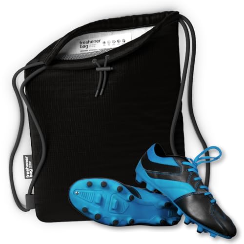 SmellWell Freshener Bag XL Black | Shoe Bags for Travel Golf Shoe Bag & Cleat Bag with Activated Bamboo Charcoal | Odor Eliminating & Moisture Absorbing Shoebag
