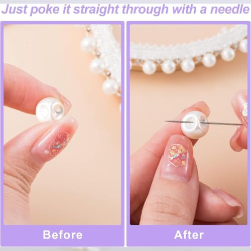 Image of Pack of 15 pcs Round Pearl Buttons with Hole Diameter 10 mm, for Sewing and Art and Craft | White Plastic Pearl Bead Decoration Accessories for Sewing Dress Sweater Skirt Shirt DIY Jewelry Making