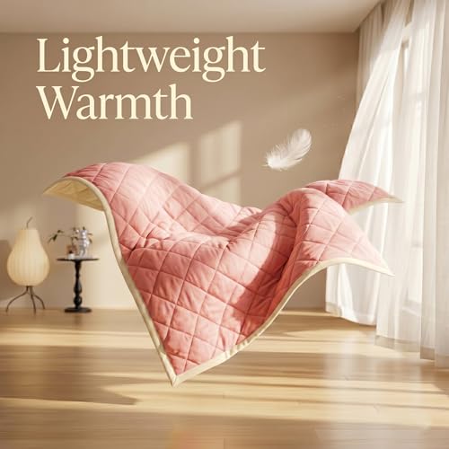 Image of VAS COLLECTIONS Double Bed Microfiber Comforter 80x90 Inch | Reversible AC Comforter | Soft Quilted Lightweight Blanket | 180 GSM All Season Comforter | Vibrante Colour Collection, Blush Pink