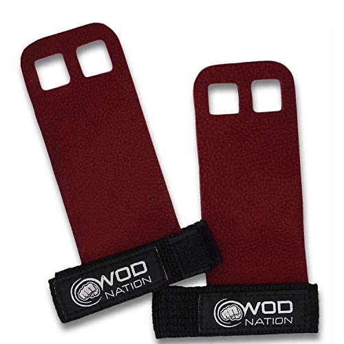 WOD Nation Leather Barbell Gymnastics Grips Red - Large