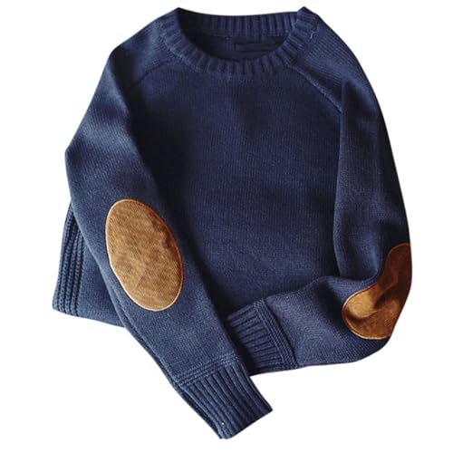 Men Pullover Sweater Chic Loose Thick O-Neck Knitted Over Size Sweaters4