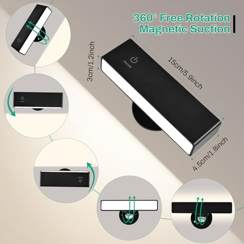 Rechargeable Wall Sconce, Magnetic Removable 360° Rotate - Battery Operated Wall Mounted Light for Bedroom Vanity/Refrigerator/Picture, 4000mAh, No Drill Renter-Friendly Wall Lamp (1Pack)