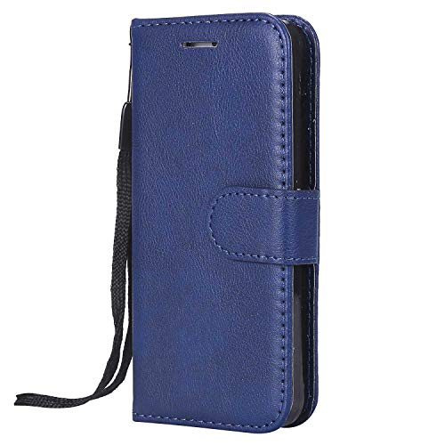 DENDICO Cover per Galaxy S5, Portafoglio PU Custodia in Pelle, Flip Libro TPU Bumper Caso per Samsung Galaxy S5 - Blu Navy