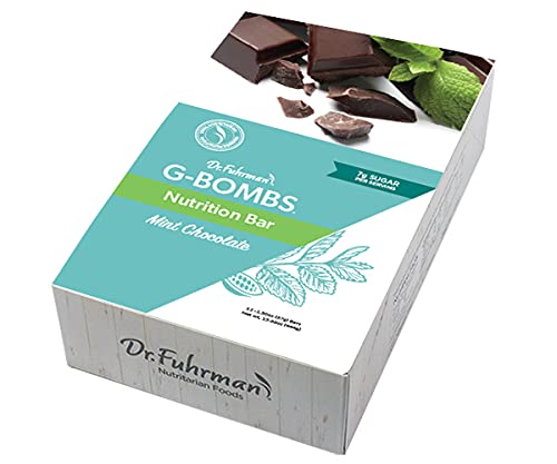 Dr. Fuhrman’s G-BOMBS Nutrition Bar – Chocolate Mint Flavor – Whole Food Plant-Based Superfood Snack with Nuts, Seeds, Greens & Berries – Vegan, Gluten-Free, No Added Sugar – 12 Count