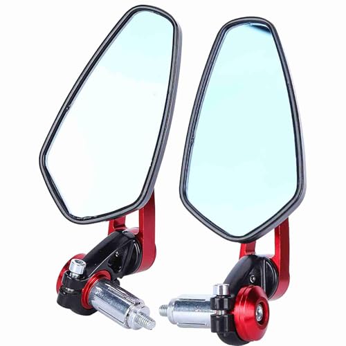 QANYEGN 22mm Bar End Side Rearview Mirrors, Motorcycles Aluminum Bar End Side Rearview Mirror, 360 Degree Adjustable Rearview Mirrors for Most Motorbikes (Red)