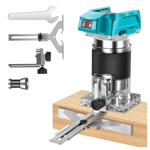 MaxAwe Akku Kantenfräse, Brushless Akku Oberfräse für Makita 18V, 600W Hartmetall Fräser mit Transparente Basis, Led Licht & 3 Spannzangen(6,35/6/8mm) Einhand Oberfräsen für Holzbearbeitung ohne Akku