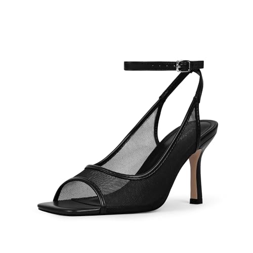 Image of Modatope Womens Heels Square Open Toe High Heels Ankle Strap Heeled Sandals for Women Party Wedding