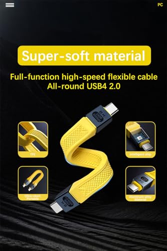 Câble de type C vers type C compatible Thunderbolt 5 USB 4 Duttek 240W jaune court 5"