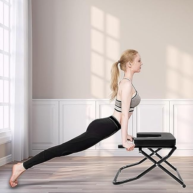 Foldable Yoga Headstand Bench, 330.7 LBS Capacity Multi-Functional Yoga Inversion Chair Feet Up Trainer Headstand Stool for Home Workout&Fitness&Gym