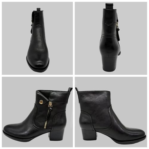 Womens Ankle Office Booties for Ladies,Women's Fashion Block Low Heel Ankle Boots Pointed Toe Zip Up Casual Size2