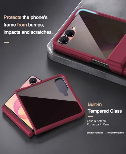 Image of STORMTAL for Samsung Galaxy Z Flip 8 Case with Privacy Screen Protector, [Compatible with Magsafe], [Full Body Hinge Protection], Magnetic Slim Case for Z Flip 8 Case Red