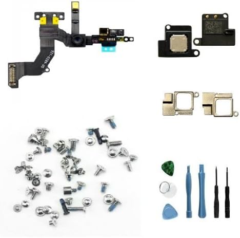 Sellicase© Front Facing Camera with Sensor Flex Cable Ribbon + Ear Speaker + Metal Bracket + Screw Set + Tools For Black Iphone 5