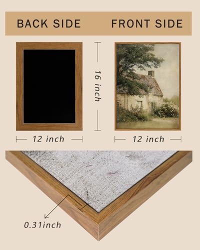 Image of ARPEOTCY Vintage Framed Canvas Wall Art, 12x16inch, Farmhouse Countryside Wall Decor, Cottagecore Art Prints Home Decorations, Cottage Landscape Paintings for Living Room Bedroom Shelf Decor