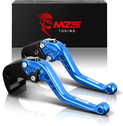 Image of MZS Blue Motorcycle Brake Clutch Levers Adjustable Short CNC Set | for GSXR 600 97-03, GSXR 750 96-03, GSXR 1000 01-04, GSXS 750 11-23, SV650 16-21, Vstrom 650 DL650 11-21, GSX250R 18-22