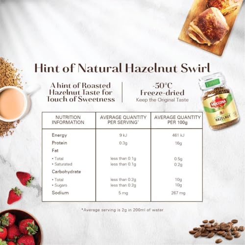 Image of Moccona Hazelnut Flavoured Instant Coffee 95g | Imported Coffee | Premium Arabica & Robusta Blend | Freeze-Dried | Bold & Strong Flavor