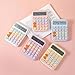 Bloepum Mechanical Calculator Large LCD Display Big Round Button Cute Candy Colored Calculator Suitable for School White