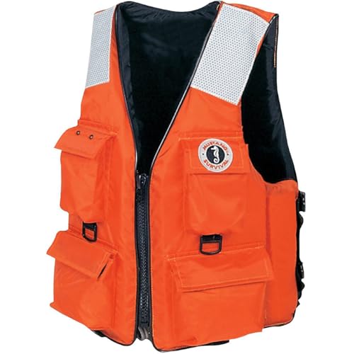 MUSTANG SURVIVAL - Classic Industrial Vest with 4 Pockets & Solas Reflective Tape (Orange - XXL...