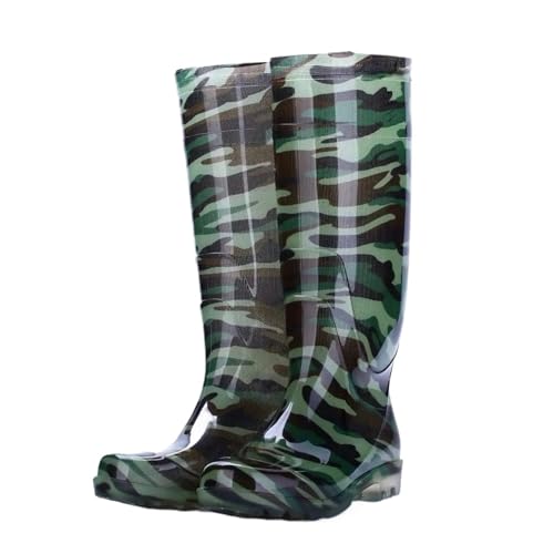 LXHZSY Botas de Agua Hombre Botas de lluvia trabajo for hombre, zapatos impermeables PVC, botas agua, antideslizantes hasta la rodilla, chanclos goma for(Green,41)