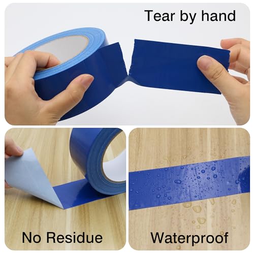 Image of Duct Tape 1 Inch X 44 Yards, 8.5 mil Thickness, Heavy Duty Blue Duct Tape, No Residue, Waterproof, Tear by Hand for Repairs, Industrial, Professional Use (Pack of 3)