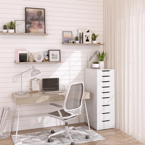 Image of HOOBRO Floating Shelves, Wall Shelf Set of 3, 35.4 Inches Hanging Shelf with Raised Edge and Invisible Brackets, for Bathroom, Bedroom, Kitchen, Office, Living Room Decor, Greige BG90BJ01
