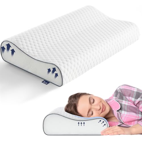 BedStory Memory Foam Kissen Kopfkissen, Höheneinstellbares Nackenstützkissen, Ergonomisches Kopfkissen, Seitenschläferkissen für Rücken & Bauchschläfer (60x36x12/10 cm)