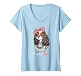 Photo Gallery donna womens funny tricolor cavalier charles spaniel mom lover maglietta con collo a v Photo Gallery donna womens funny tricolor cavalier charles spaniel mom lover maglietta con collo a v