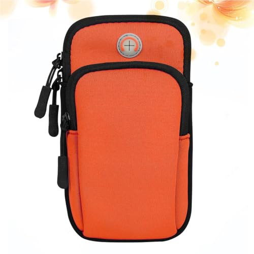 OSOLADY 多機能スポーツフィットネス携帯電話バッグ 軽量防汗通気性ランニングアームバンド 大容量キー収納ポーチ付き 屋外運動用オレンジ