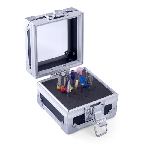 Étui de rangement pour perceuse à ongles noir compact avec 25 trous pour vos embouts de manucure