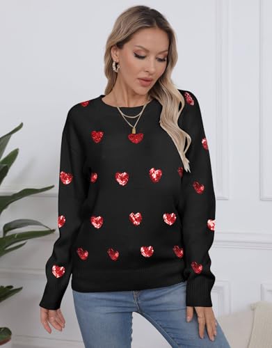 Image of Womens American Flag Sweater Crew Neck Casual Pullover Sweater