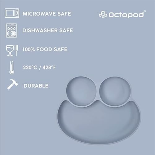 Abiie Octopod Frog Silicone Plates With Suction - Spill Proof, Easy To Clean - Bpa-Free Bowl - Suction Plates For Baby And Toddler - Training & Feeding Divided Grip Dish (Pink Lavender) #TOP5