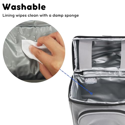 Image of J World Corey Kids Lunch Bag. Insulated Lunch-Box for Boys Girls, Grey