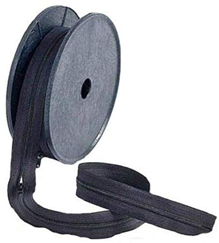 Continuous Zipping Black and Beige Cushions Upholstery zips for Sewing Heavy Duty zips on roll Number 3 with Sliders (1-5-10) Meter(Black