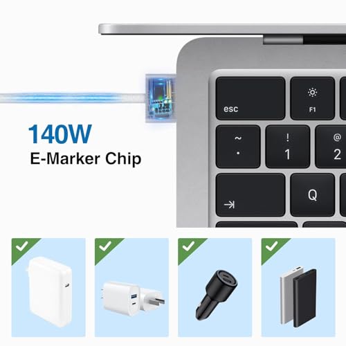 Image of Braided T-Shape C to MG3 (MgSafe-3) DC Cable Cord for upto 140w Adapter Charge Compatible with MacBook Air M2, M3, M4 & MacBook Pro M1 M2 (2021-2023 14 inch&16 inch)