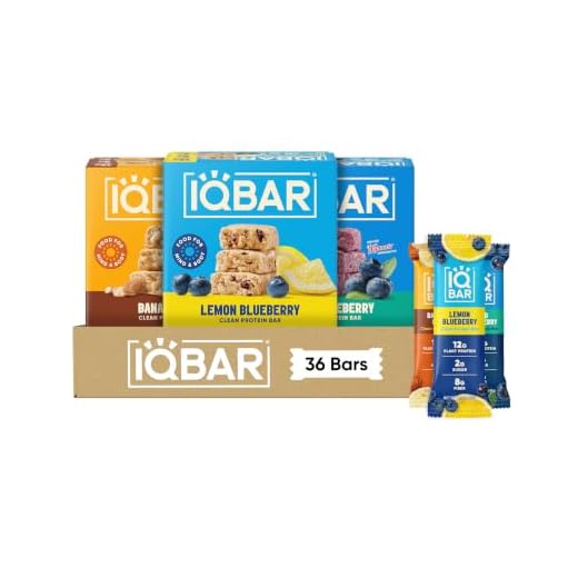 IQBAR Clean Protein Bars, Low Sugar Keto, Fruit Variety Pack 36-Count