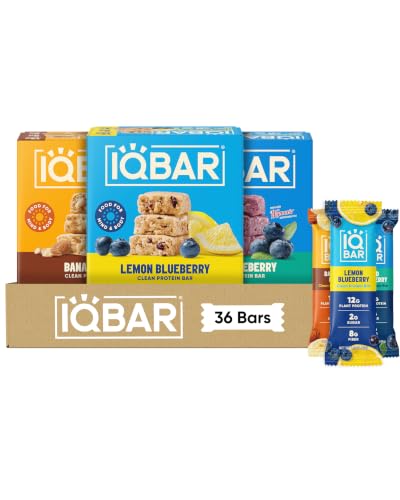 IQBAR Clean High Protein Bars, Low Sugar Snack, Fruit Variety 36ct